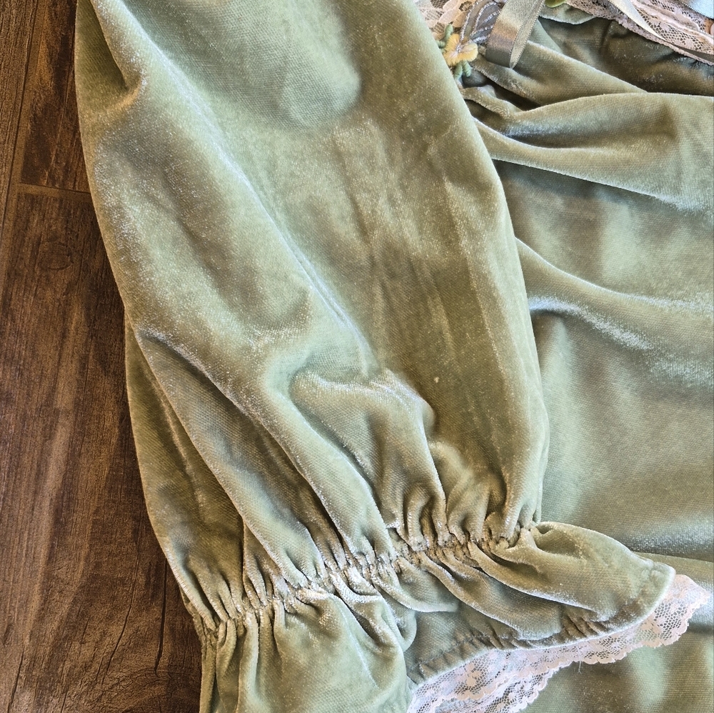 Free People Let's Voyage Velvet Viscose Lace Top in Soft Mint Combo, XS - Picture 11 of 12